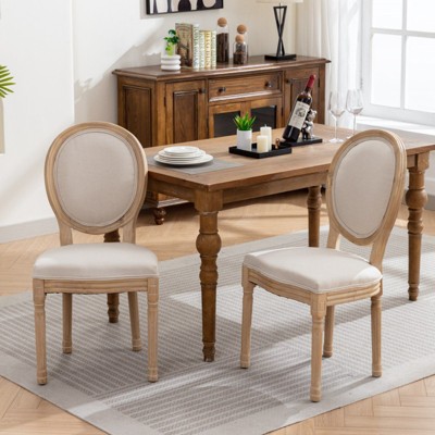 NicBex Dining Chairs Set of 2,French Style Solid Wood Frame Kitchen Chairs with Linen Fabric Back for Dining Room,Living Room,Kitchen