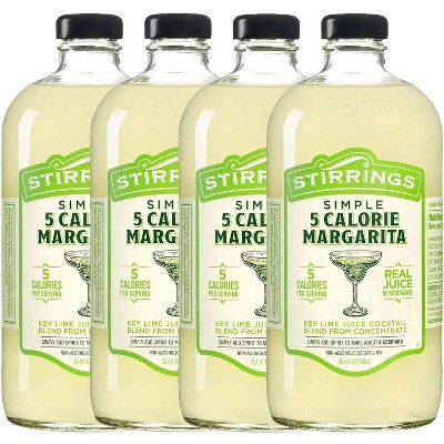 Stirrings Simple 5 Calorie Margarita Cocktail Mix 750ml Bottles - Real Juice No Preservatives - Drink Mixer