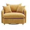 ModernLuxe Oversized Swivel Accent Chair with Ottoman, 360° Rotation Wide Seat Chenille Chair with 3 Pillows for Living Room - 4 of 4