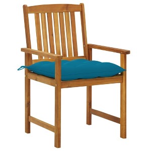vidaXL Patio Chairs Outdoor Patio Dining Chair with Cushions Solid Wood Acacia - Blue 2 pcs - 1 of 4