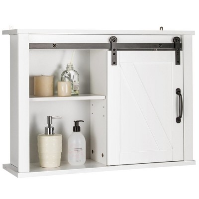 Luxenhome Farmhouse White Mdf Bathroom Wall Cabinet : Target
