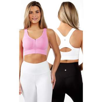 90 DEGREE BY REFLEX Sports Bras 2 PACK Zip Front Full Support Coverage NWT  M – IBBY
