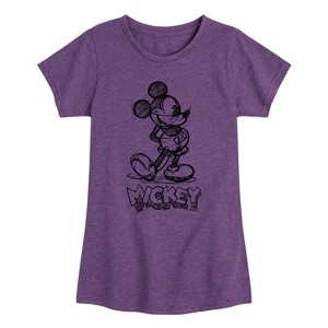 Girls' - Disney - Mickey Sketch Fitted Short Sleeve Graphic T-Shirt - 1 of 4