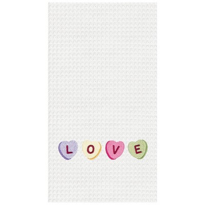 C&F Home Conversation Love Hearts Valentine's Day Cotton Waffle Weave Kitchen Towel