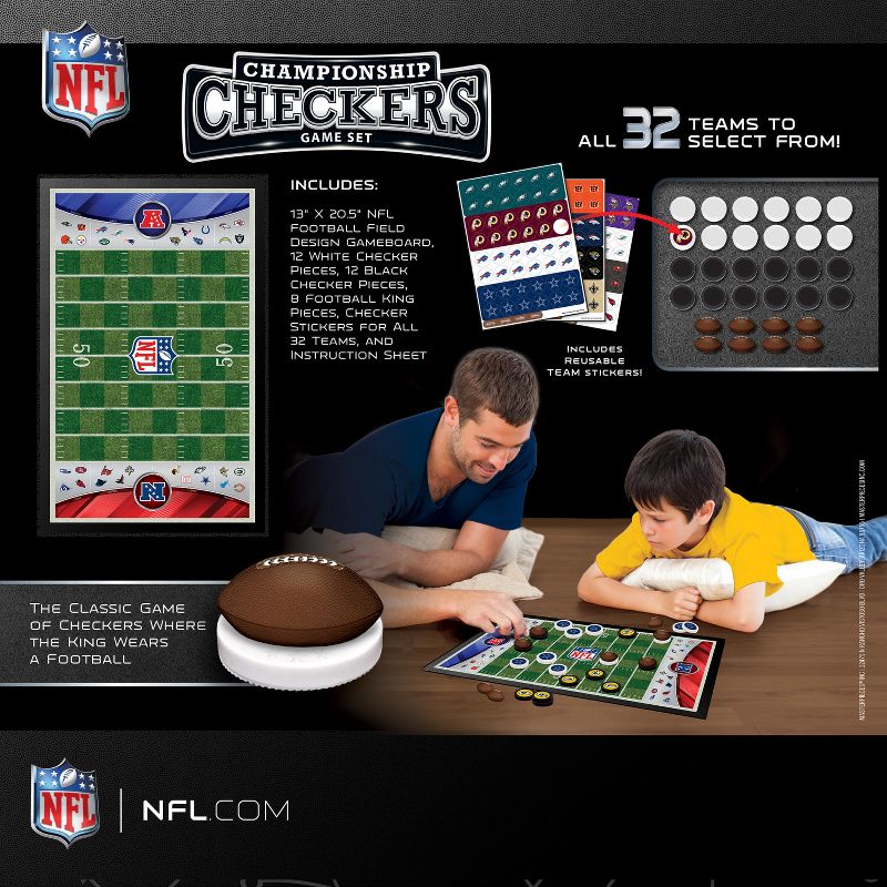 MasterPieces Officially licensed NFL League-NFL Checkers Board Game for Families and Kids ages 6 and Up, 4 of 7