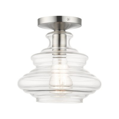 Livex Lighting Everett 1 - Light Semi-Flush Mount in  Brushed Nickel/Polished Chrome