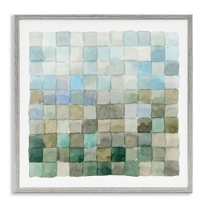Stupell Industries Modern Watercolor Checkered Shapes Framed Giclee Art, Gray, 24" x 24" - 1 of 4