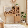 Fluted Vanity Desk with Mirror and Lights, Makeup Vanity Desk with 5 Drawers & Shelves,Natural - 2 of 4