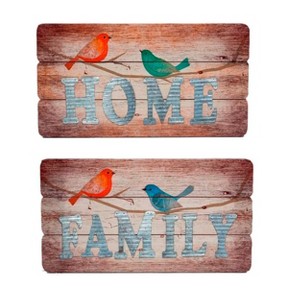 Transpac MDF with Metal Wording Bird Theme Wall Art Set of 2, 12 x 22 inch - 1 of 1