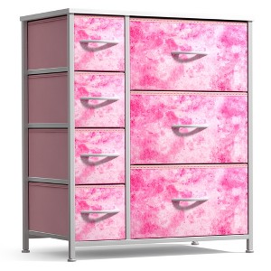 Sorbus Dresser with 7 Drawers - Storage Chest Organizer with Steel Frame, Wood Top, Handles, Fabric Bins - 1 of 4