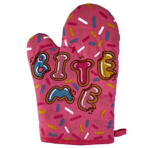 Bite Me Oven Mitt Funny Baking Cake Sprinkles Cookies Dessert Graphic Kitchen Glove - Crazy Dog Bakeware - 1 of 4