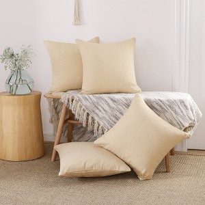 Deconovo 4 Pack Faux Linen Pillow Covers with Hidden Zipper - 1 of 4
