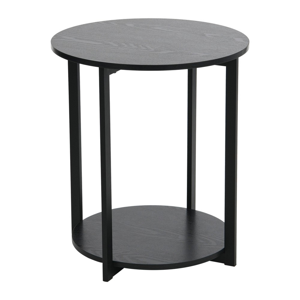 Photos - Dining Table Household Essentials Jamestown Round End Table Black Oak