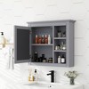 Vynxaria 30" x 28" Wall-Mounted Medicine Cabinet with Mirror and 3 Open Shelves - Modern Bathroom Storage Solution£¬Grey - 2 of 4