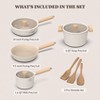 imarku Pots and Pans Set Non Stick, 10 Pcs Granite Cookware Set, Removable Handle Pots and Pans, PFOA Free, Oven Safe Pan, Cream - 2 of 4