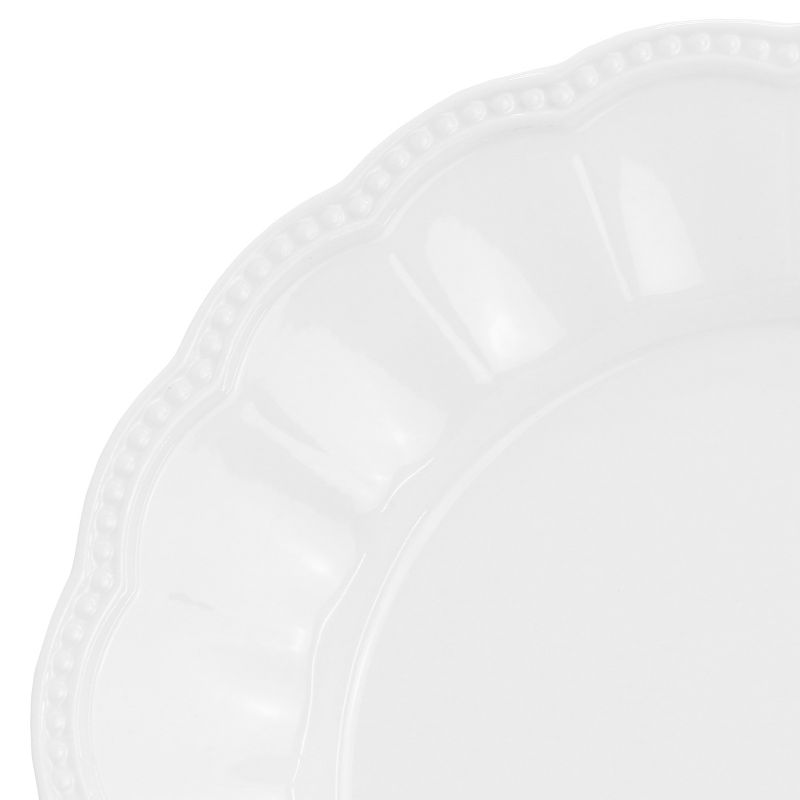Hometrends Ultra Durable 4 Piece 10.5 Inch Fine Ceramic Embossed Dinner Plate Set in White, 4 of 6