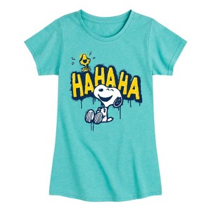 Girls' - Peanuts - Ha Ha Graffiti Fitted Short Sleeve Graphic T-Shirt - 1 of 4
