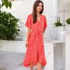 Anna-Kaci Women's V-Neck Flutter Sleeve Midi Dress with Belted Waist and Ruffle Hem - image 3 of 4