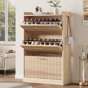 Molysoul Shoe Cabinet, 3 Flip-Drawer Shoe Organizer with Adjustable Shelf, Freestanding Entryway Storage for Foyer, Hallway, Living Room - 1 of 4