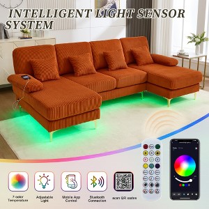 MOONMISS 104" Sectional Couches for Living Room Modular Sofa with Double Chaise U- Shaped Sofa Set with Corduroy Fabric for Living Room - 1 of 4