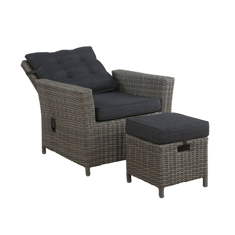 2pc Asti Wicker Outdoor Recliner &#38; 15&#34; Ottoman Patio Seating Set - Gray - Alaterre Furniture, 4 of 11
