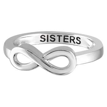 Women's Sterling Silver Elegantly Engraved Infinity Ring with "SISTERS"
