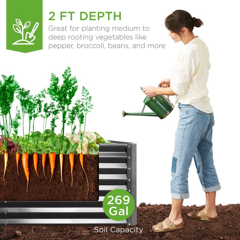 Best Choice Products 6x3x2ft Outdoor Metal Raised Garden Bed, Planter Box for Vegetables, Flowers, Herbs, 3 of 9