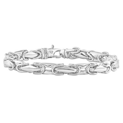 Pompeii3 Men's Polished Steel Single Tone Clasp 6.5mm Flexible Link  8.5 " Bracelet