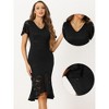 Allegra K Women's Elegant Floral Lace V Neck Ruffle Short Sleeve Mermaid Bodycon Dress - 2 of 4
