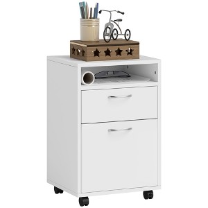 Mobile Storage Cabinet Organizer with Drawer and Cabinet, Printer Stand with Castors - 1 of 4