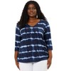 Agnes Orinda Women's Plus Size Tie Dye 3/4 Sleeve Comfy Stripe 2 Pcs Blouses - 3 of 4