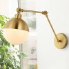 8" 1-Light Alba Mid-Century Modern Arm-Adjustable Iron/Glass LED Sconce Brass Gold/Frosted - JONATHAN Y: Wall Mounted, UL Listed - 4 of 4