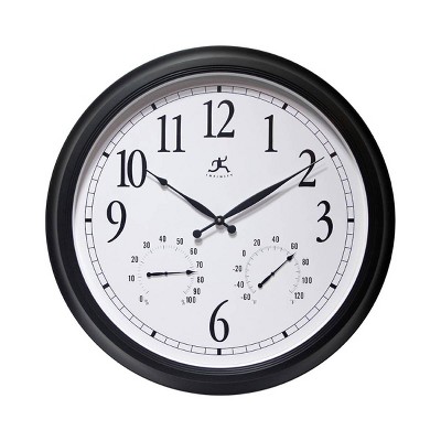 24" Classic Outdoor Wall Clock Black - Infinity Instruments