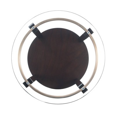 Contemporary Espresso Round End Table with Glass Top