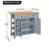 Rolling Kitchen Island Cart with Folding Drop Leaf & Power Outlets Kitchen Storage Cart with Drawers with Adjustable Shelves, Grey - 2 of 4