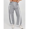 Imily Bela Women's Baggy Wide Leg Pants Casual Drawstring Elastic Waisted Contrast Color Workout Y2K Track Pants - 3 of 4