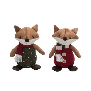 Transpac Polyester 7 in. Multicolor Christmas Plush Lodge Fox Set of 2 - 1 of 2