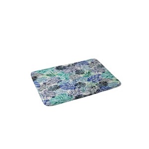 Ninola Design Tropical Jungle Leaves Memory Foam Bath Rug Blue - Deny Designs: Microfiber, Machine Washable, 1'9"x2'10" - 1 of 3