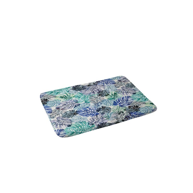 Ninola Design Tropical Jungle Leaves Memory Foam Bath Mat Blue - Deny Designs, 1 of 5