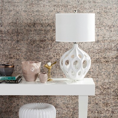Regina White Ceramic 29-inch Table Lamp with Cotton Shade