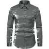 Lars Amadeus Men's Long Sleeves Button Down Prom Wedding Shiny Party Shirts - 2 of 4