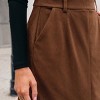 Women's Brown Corduroy Square Neck Midi Skirtalls - Cupshe - 3 of 4