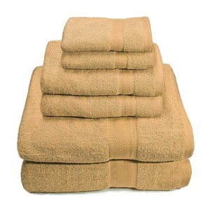 Plazatex Cozy Home 100% Cotton Towel Set - 6 Piece - 56"x56", Khaki - 1 of 3