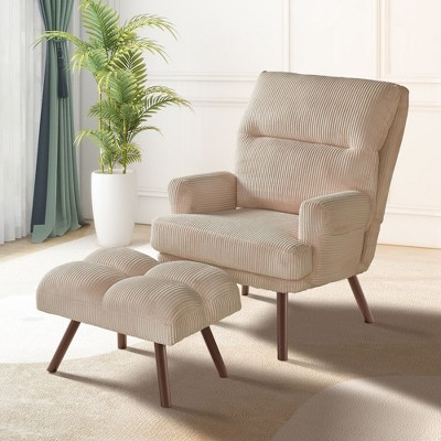 XIZZI Lazy Chair with Ottoman, Modern Large Accent Lounge Chair, Leisure Sofa Armchair Reading Chair with Footrest for Bedroom, Living Room, Dorm Room