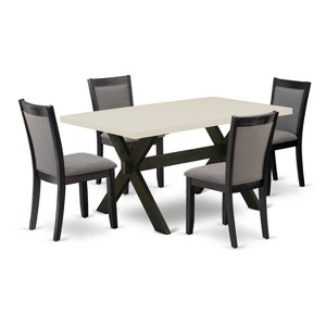 HomeStock 5-Piece Natural Oak Finish Solid Wood Top Dining table with 4 Chairs - 1 of 4