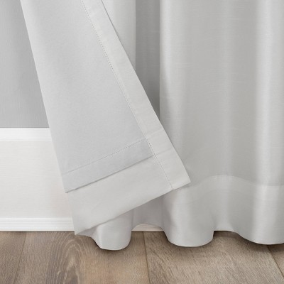Pearl White Faux Silk Blackout Curtain Panel with Back Tab