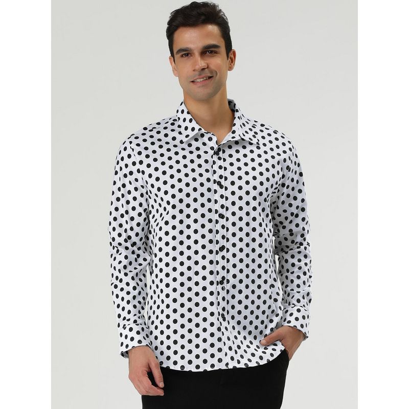 Lars Amadeus Men's Polka Dots Long Sleeves Dress Button Down Shirt, 2 of 8