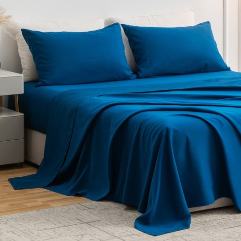 Alpine Swiss 4 Piece Microfiber Bed Sheet Set King Super Soft Hotel Luxury  Bedding Pillowcases Sheets 16 Inch Deep Pocket Blue : Target