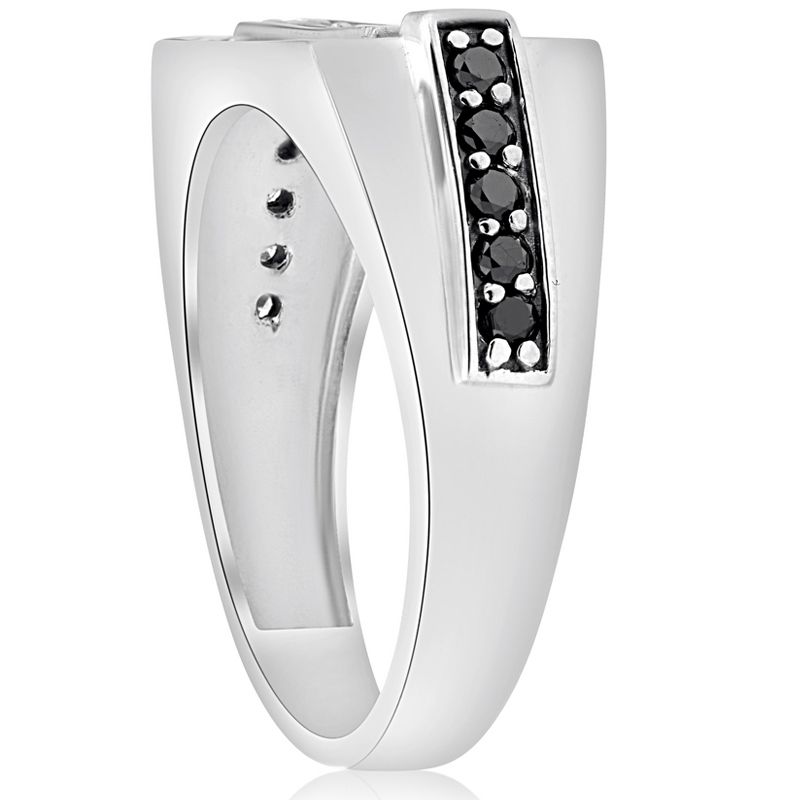 Pompeii3 Mens 5/8ct Black & White Diamond Wedding Ring 10k White Gold, 2 of 5