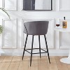 PAGED Modern Velvet Bar Height Stools Set of 2, Counter Stool Chair with Back and Metal Legs for Bar, Kitchen - 2 of 4